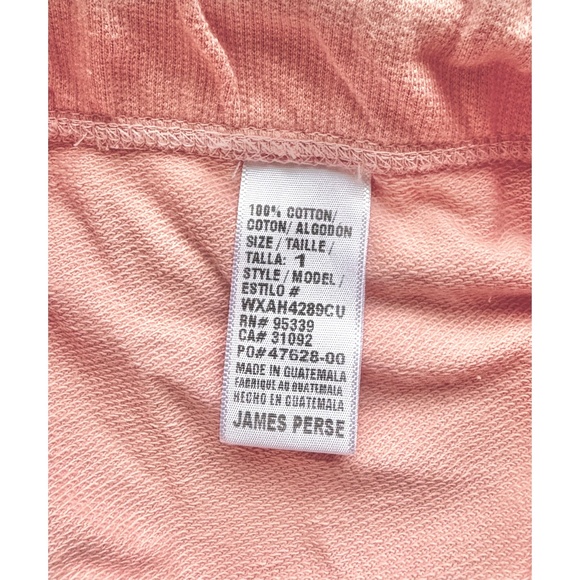 JAMES PERSE NWT FRENCH TERRY VENUS COTTON SHORTS. SIZE 1 (S) - Picture 9 of 9